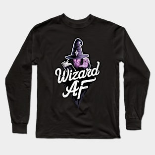 Wizard AF Dungeons and Dragons Sorcery DND Role Playing Game Gift For Magic Enthusiast Spell Book Merlin Witchcraft Long Sleeve T-Shirt